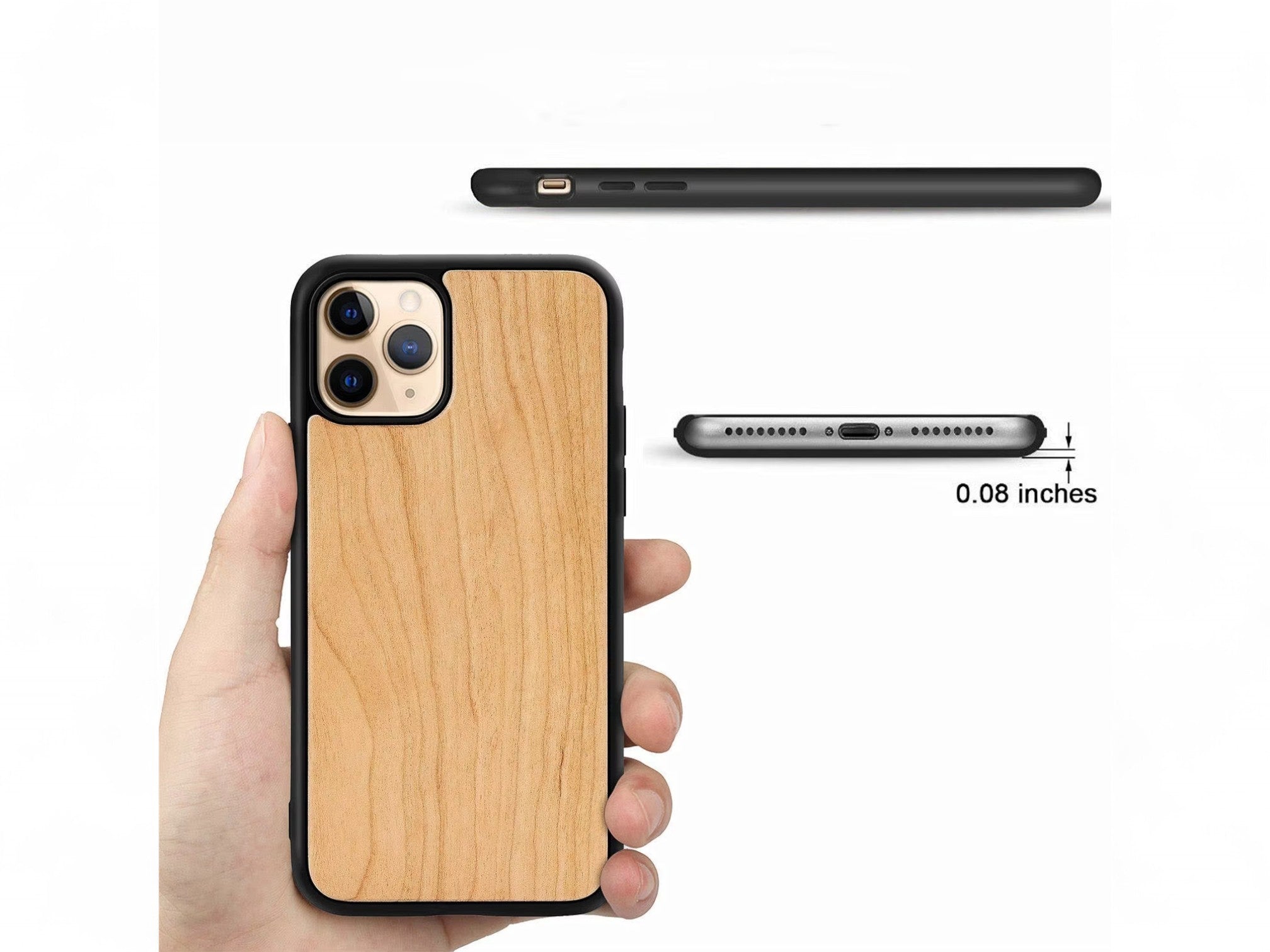 MOKU Personalized Solid Wood Case for iPhone  11 12 13 14 15 16 Pro Max 14 15  [Custom Engraving Included]