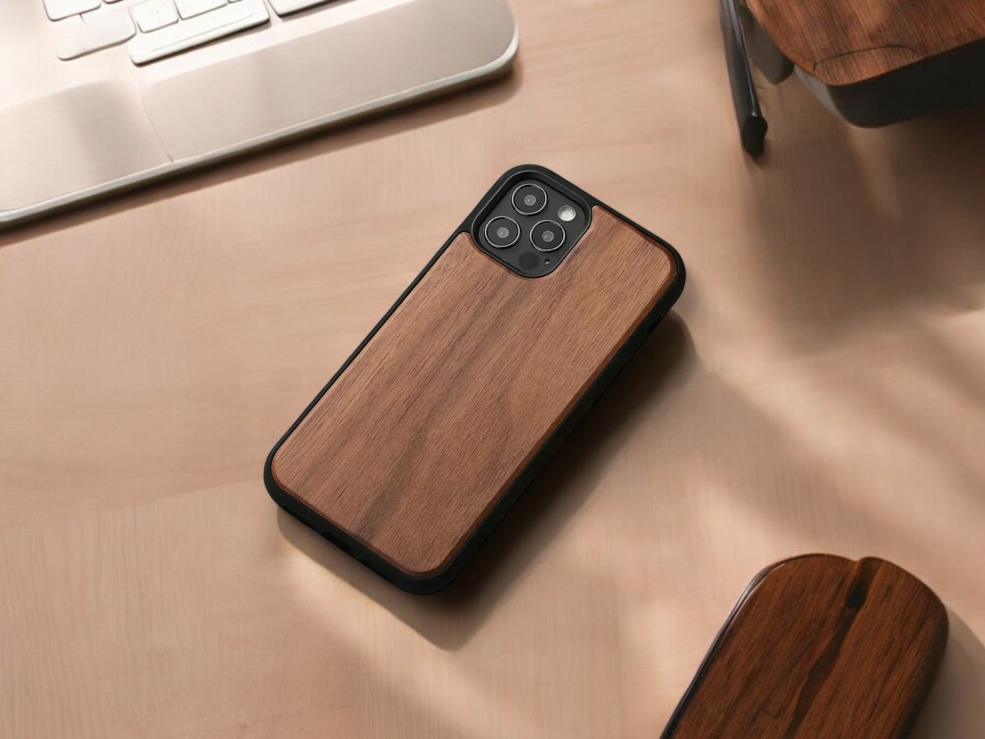 MOKU Personalized Solid Wood Case for iPhone  11 12 13 14 15 16 Pro Max 14 15  [Custom Engraving Included]