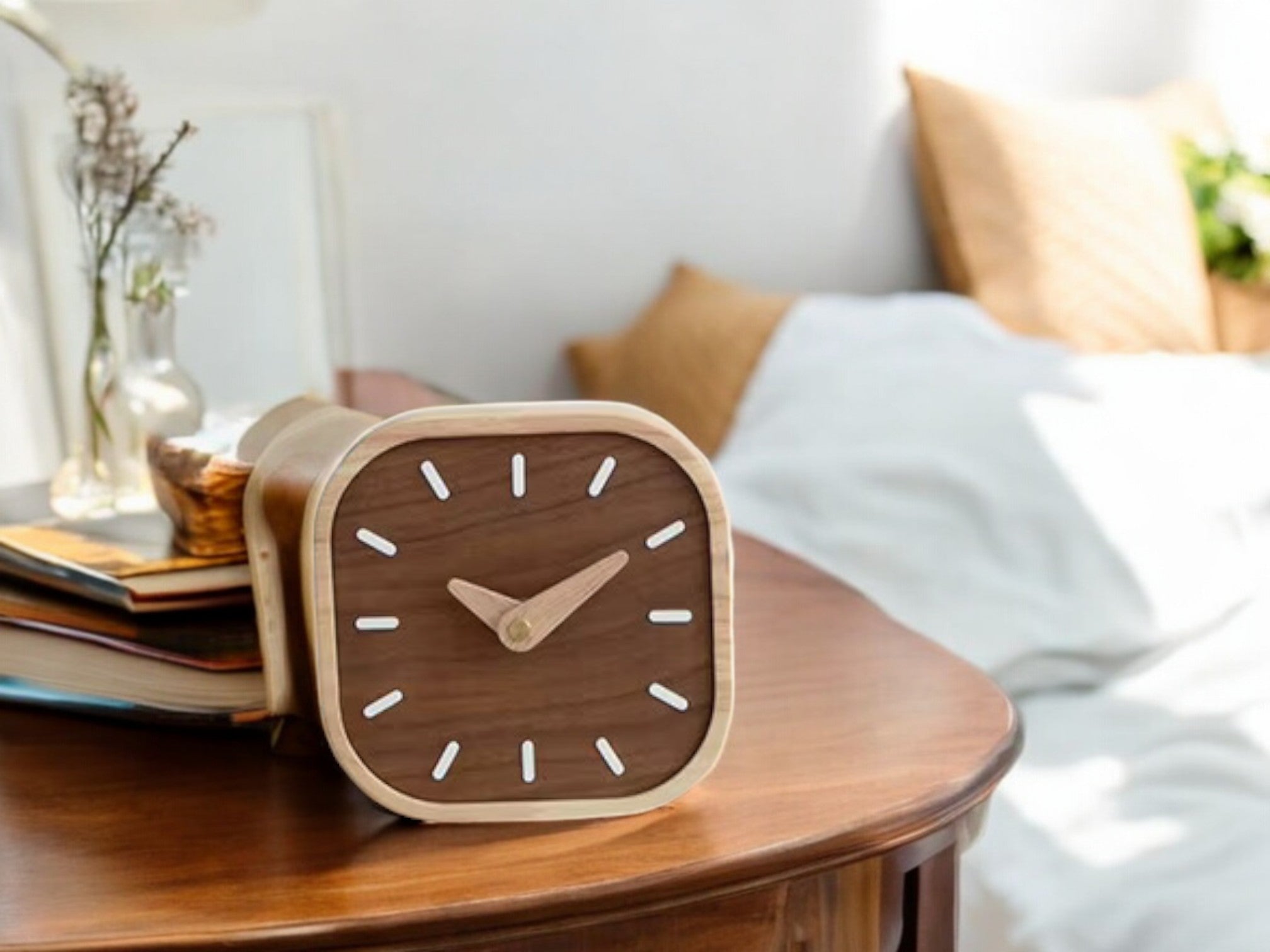 Mini Walnut Wall Clock - Silent & Minimalist