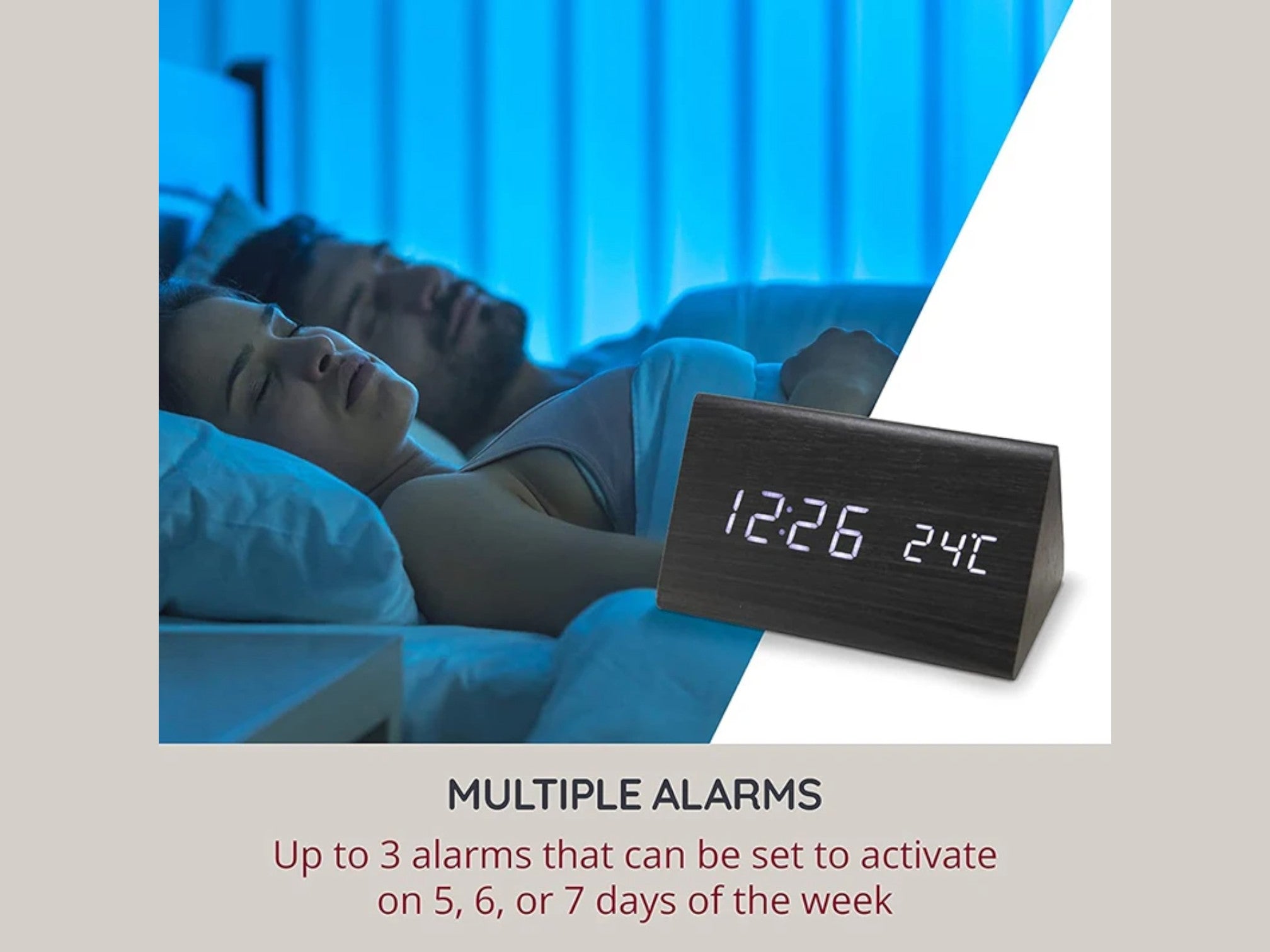 Wooden LED Sound Control Alarm Clock