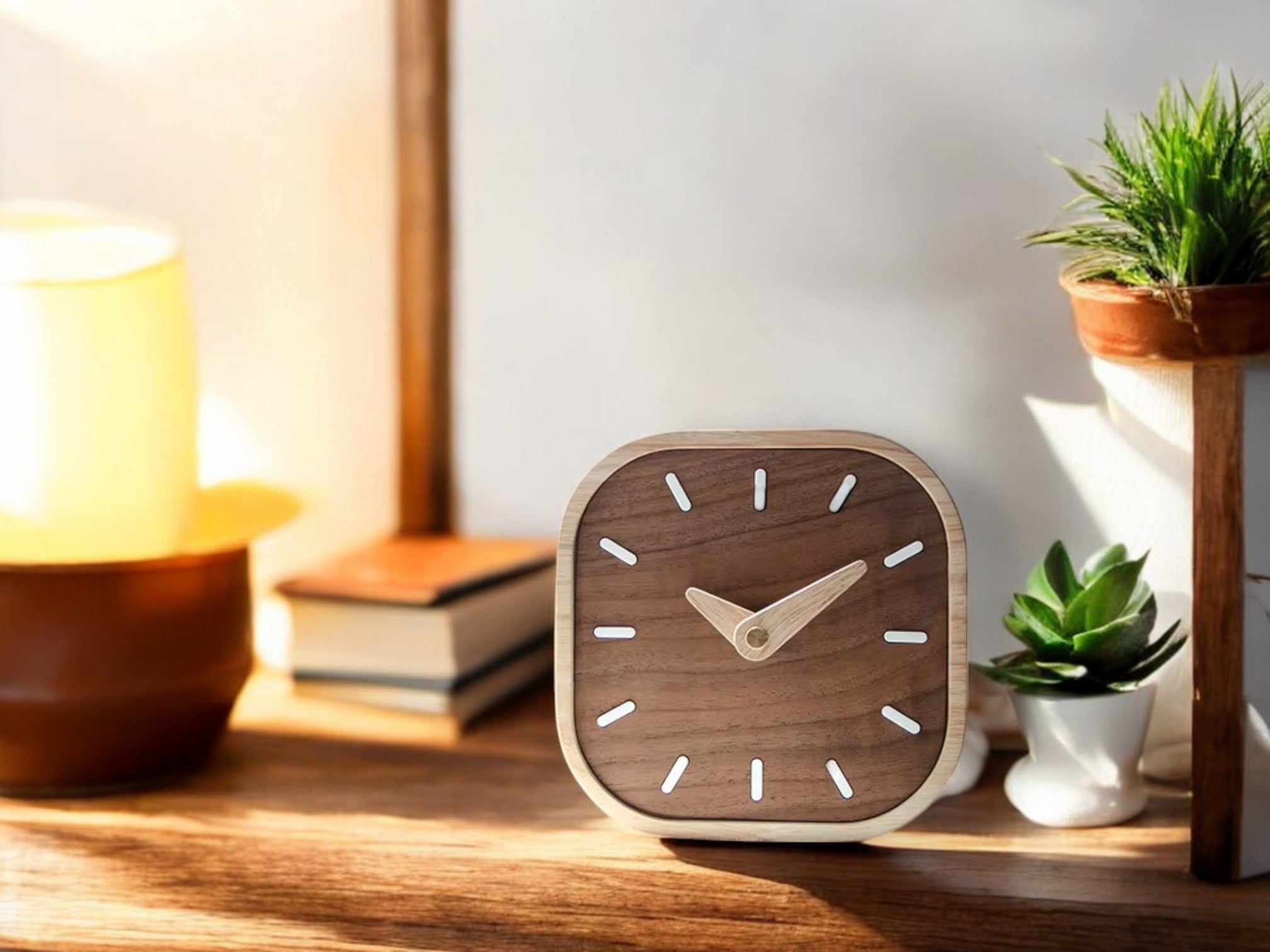 Mini Walnut Wall Clock - Silent & Minimalist