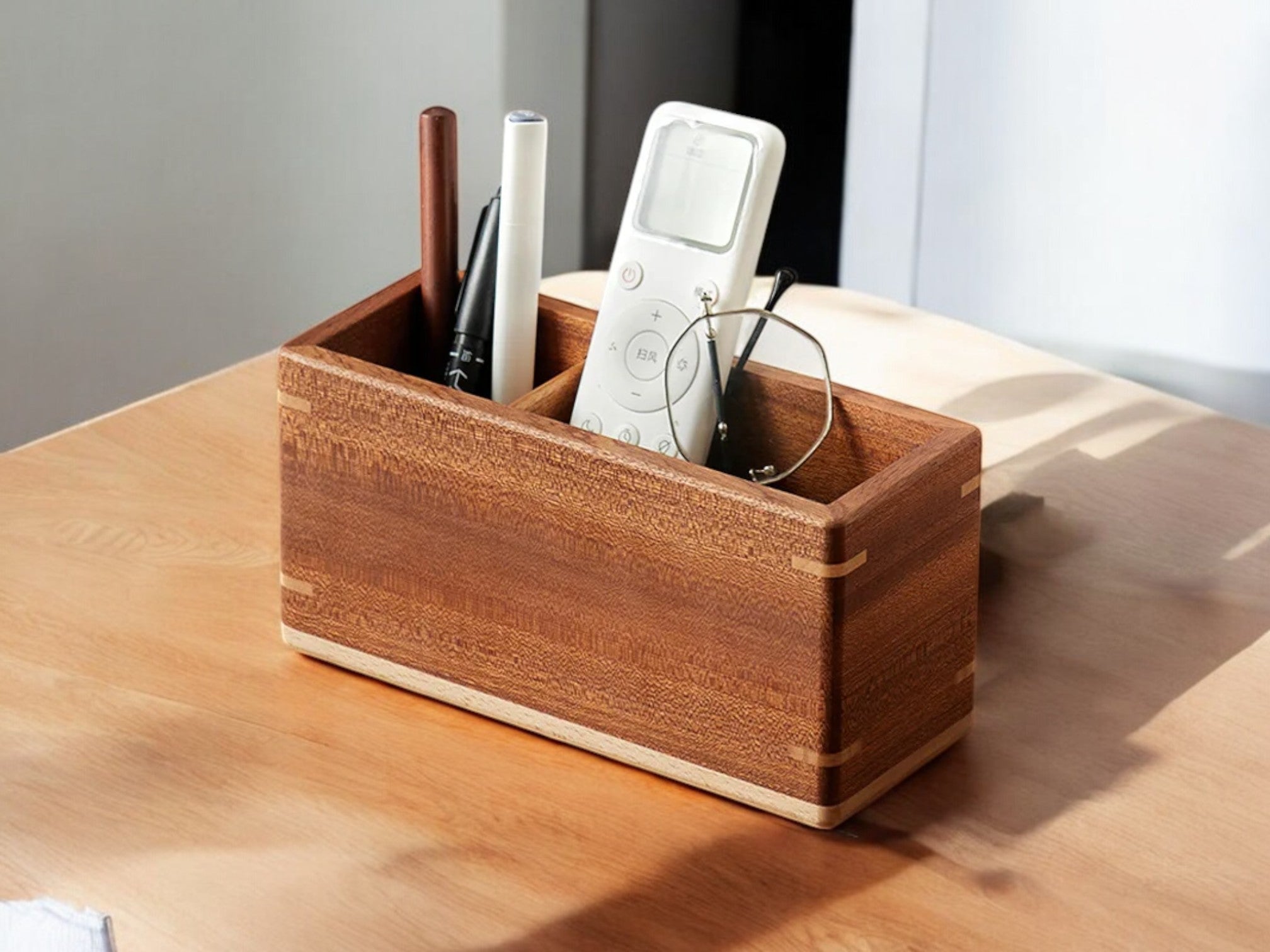 MOKU Rosewood Remote Control Organizer – Stylish Order for Your Living Space