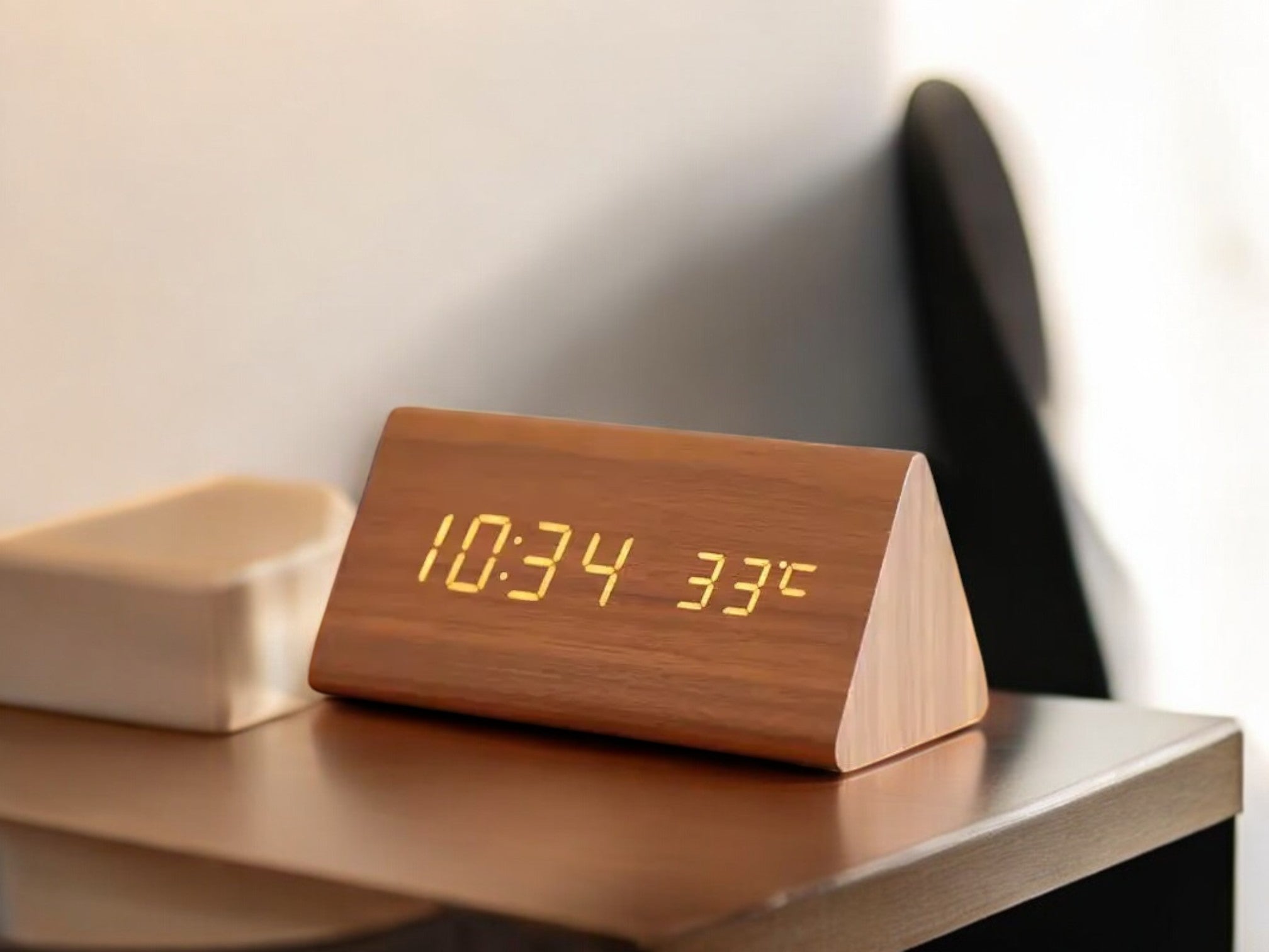 Wooden LED Sound Control Alarm Clock