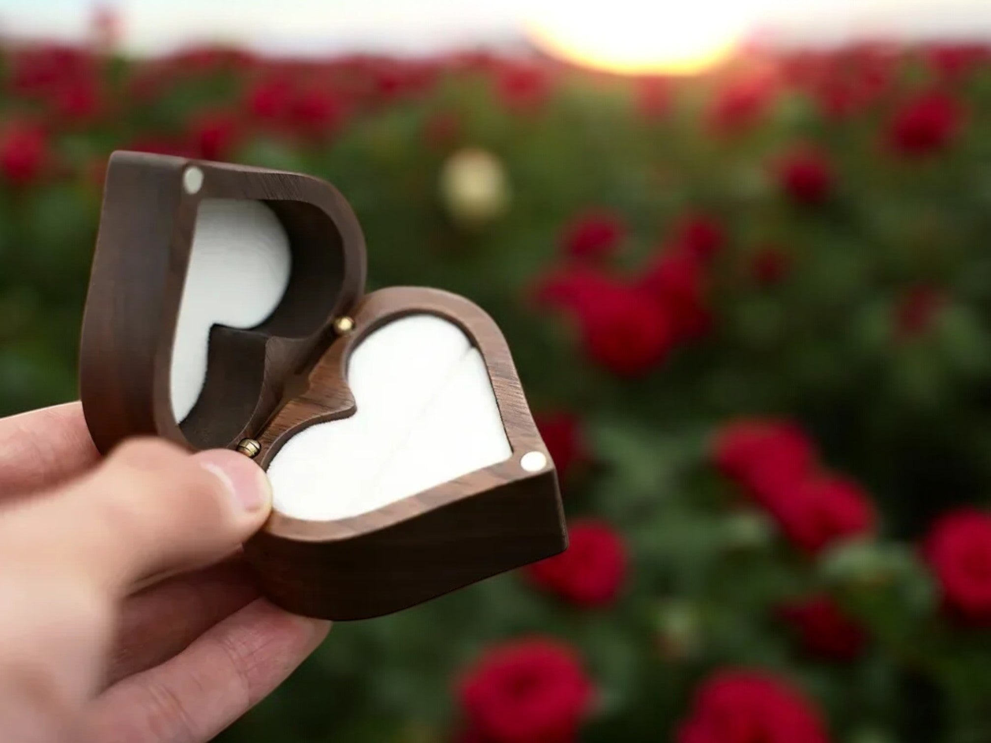 Heart-Shaped Walnut Ring Box [Custom Engraving Included]