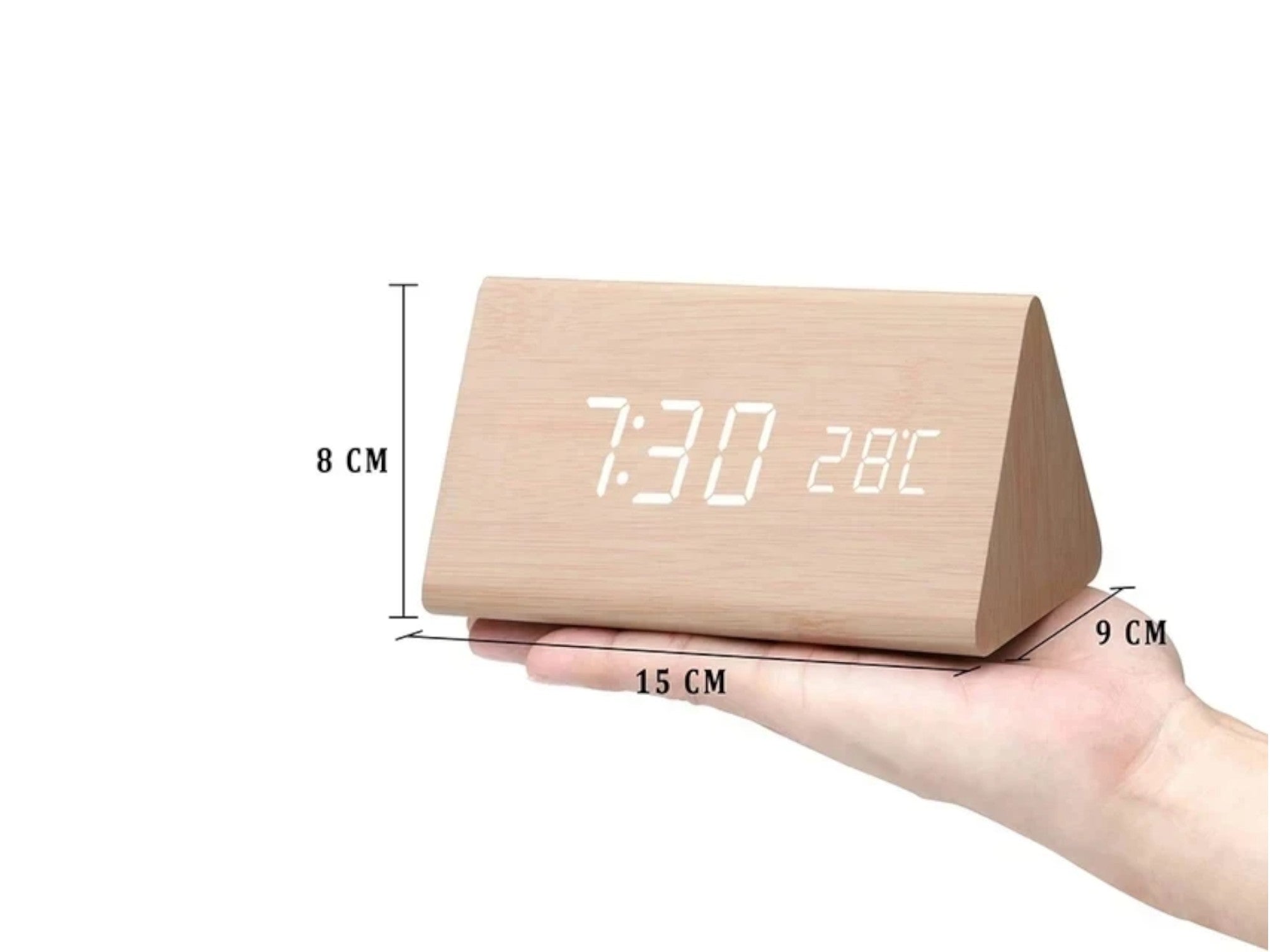 Wooden LED Sound Control Alarm Clock