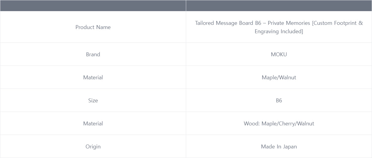 Tailored Message Board B6 – Private Memories [Custom Footprint & Engraving Included]